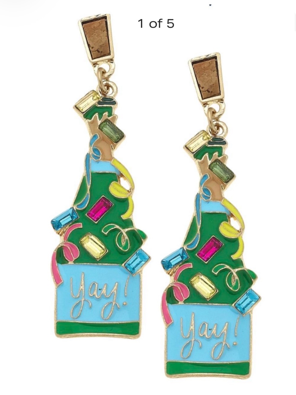 Yay! Celebration Party Bottle Earrings — Green & Light Blue
